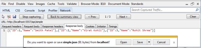 Display Record in JSON format